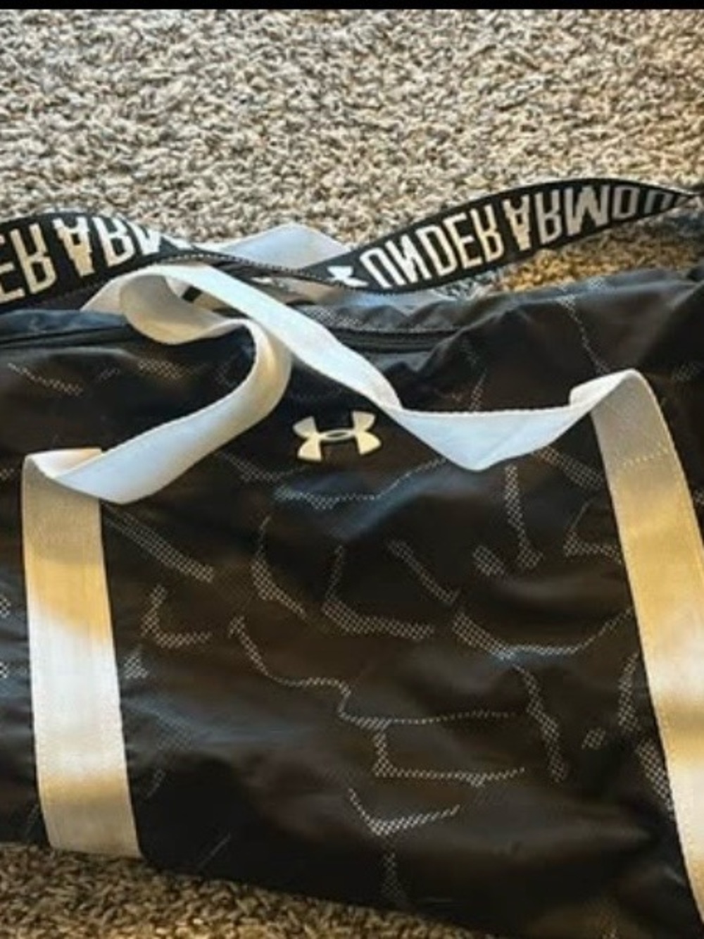 Under Armour Black Duffel with White Logo and Straps
